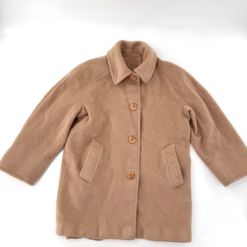Cinzia Rocca Camel Wool Cashmere Angora Coat Made in Italy Womens Size 6 Tan